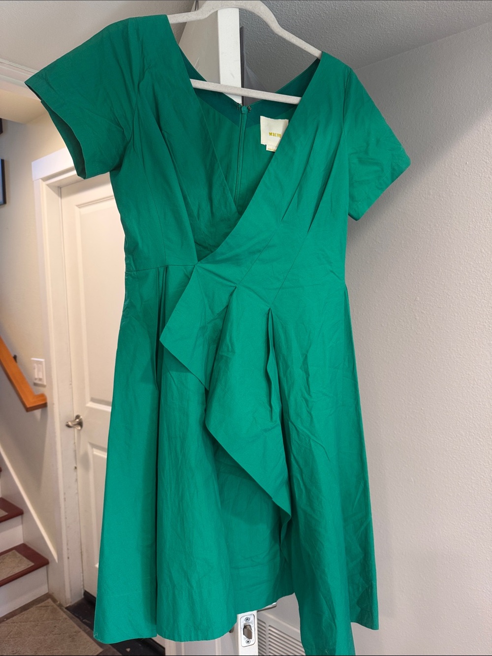 Maeve emerald green Wrap-Style Fit & Flare Dress
